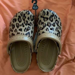 cheetah/leopard print crocs